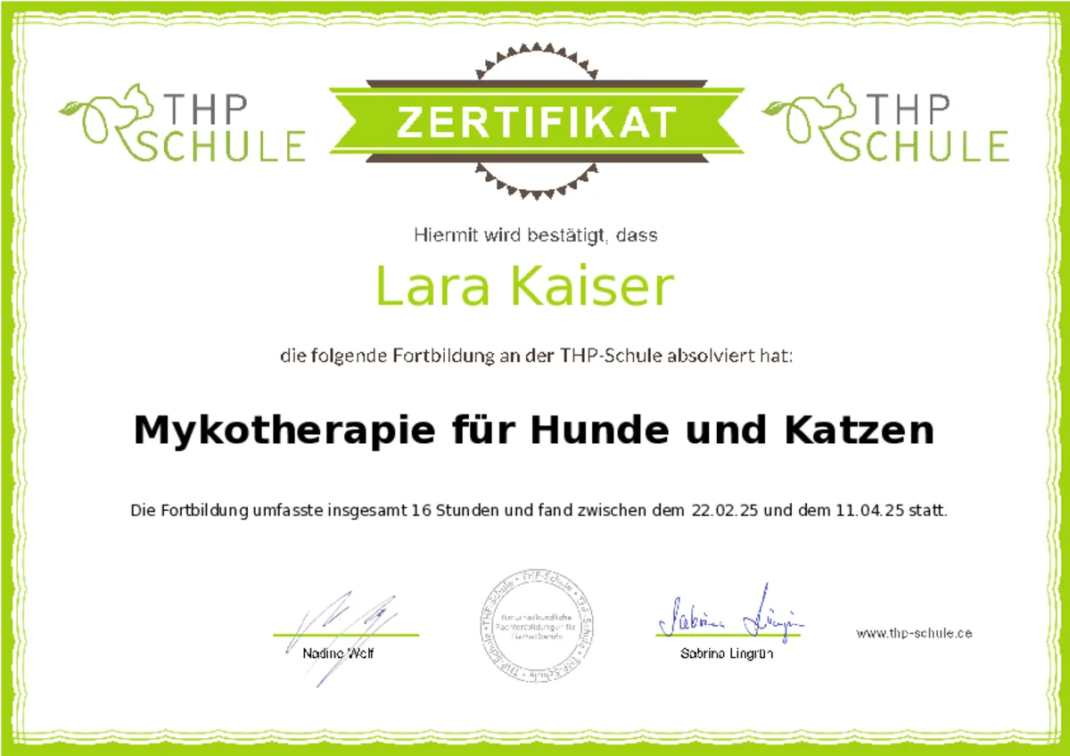 Zertifikat: Mykotherapie