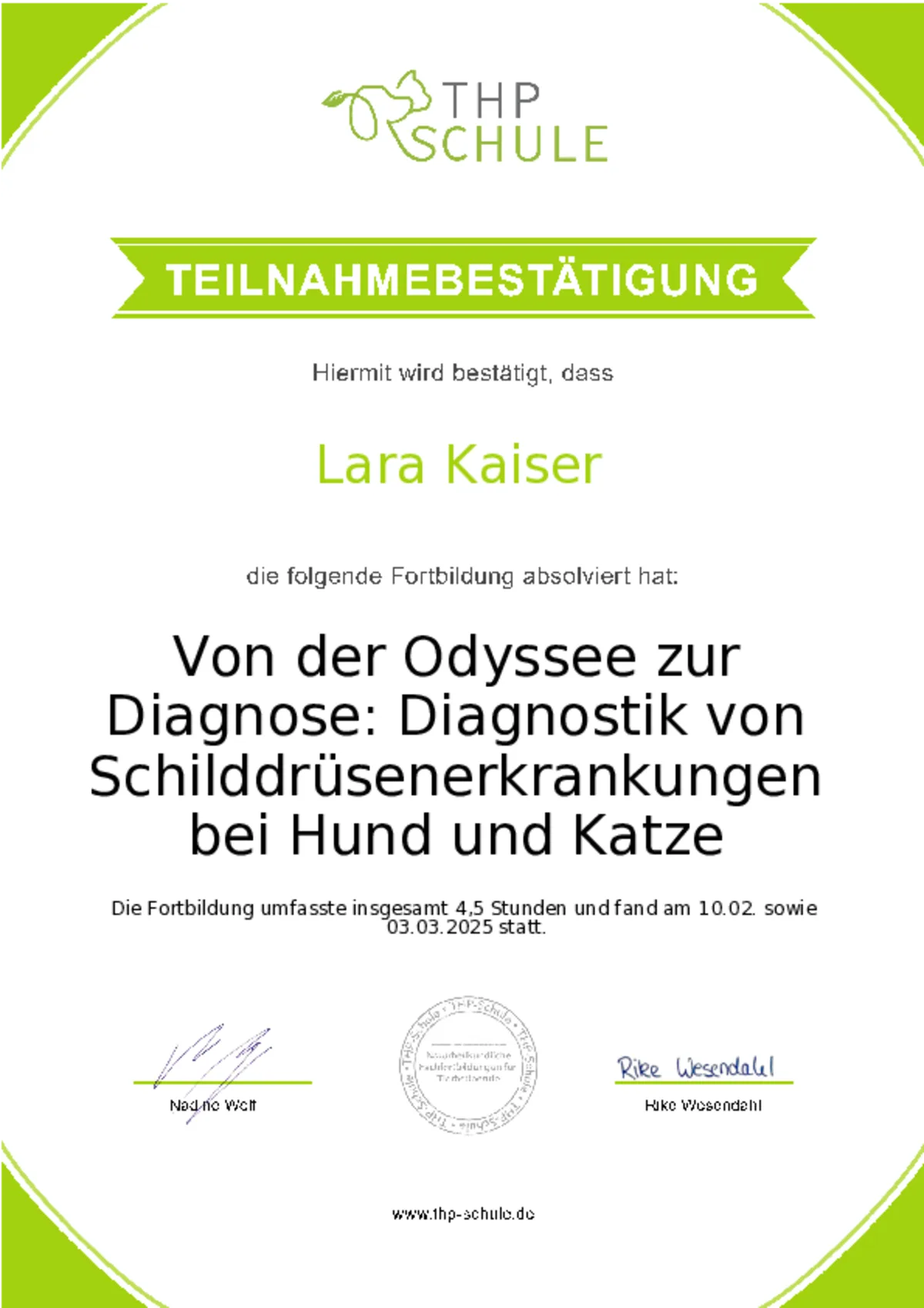 Fachzertifikat: Schilddr&uuml;sendiagnostik