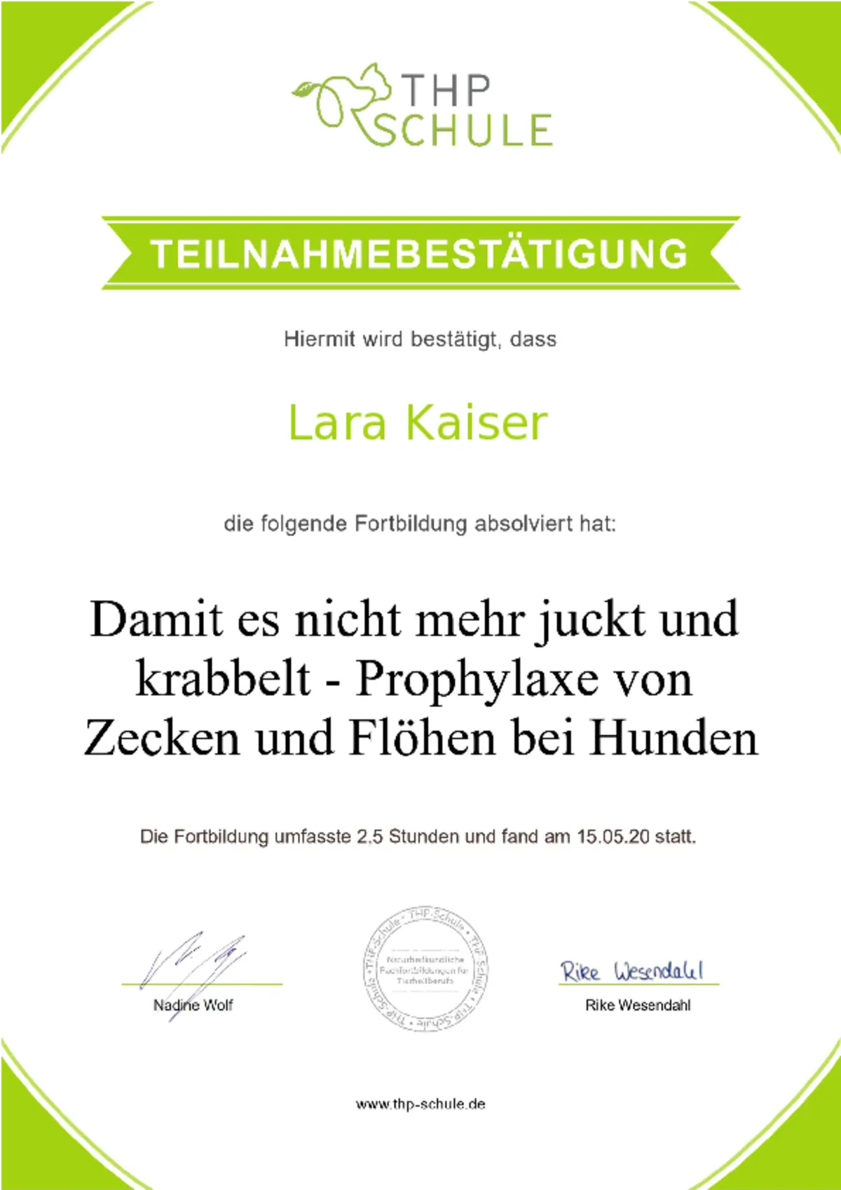 Fachzertifikat: Zeckenprophylaxe
